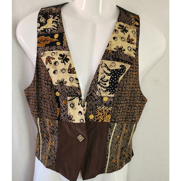 Vtg Casual Corner 90's  Boho/ Retro Sleeveless Vest with Button Women  Medium - Picture 1 of 8